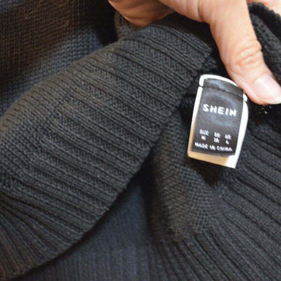 SHEIN 100% Acrylic Black-White V-Neck Knit Vest Girls' M - Picture 3 of 4